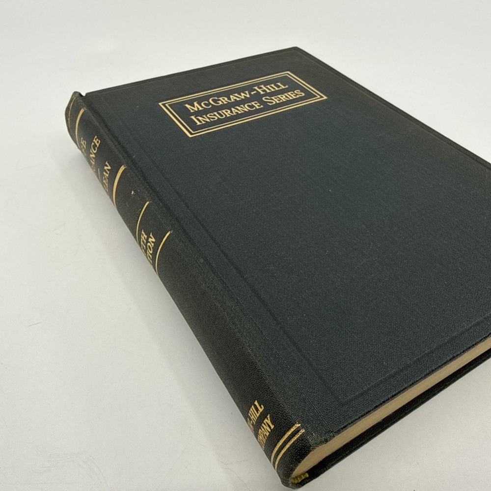 Life Insurance Joseph B. MaClean McGraw-Hill Hardcover 5th Edition 1939 Hardback
